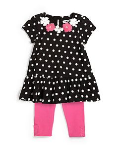 DKNY Infants Two Piece Polka Dot & Leggings Set   Black