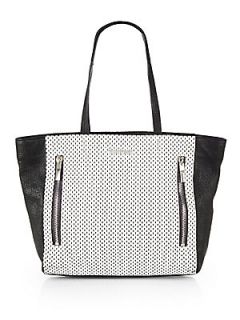 Elizabeth and James James Bicolor Perforated Tote   Extra White  Black