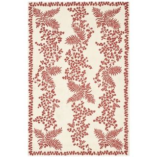 Martha Stewart Fern Row Red/ Dahlia Wool Rug (39 X 59)