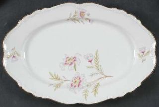 Edelstein Gardenia 13 Oval Serving Platter, Fine China Dinnerware   Red&White F