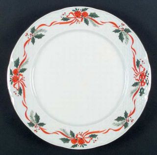 Baum Brothers Victorian Holiday Roses Dinner Plate, Fine China Dinnerware   Red