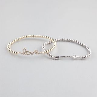 2 Piece Arrow/Love Bracelets Metal One Size For Women 228653901