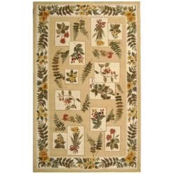 Hand hooked Chelsea Floral Ivory Wool Rug (76 X 99)