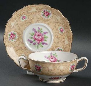 Royal Albert Devonshire Lace Footed Cream Soup Bowl & Saucer Set, Fine China Din