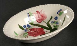 Blue Ridge Southern Pottery Bluebell Bouquet 9 Oval Vegetable Bowl, Fine China
