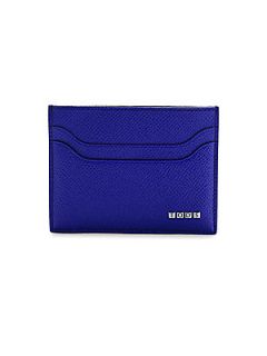 Tods Pebbled Leather Credit Card Case   Blue