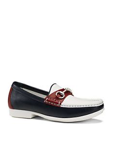 Gucci Boys Leather Colorblock Moccasin Drivers   Navy White