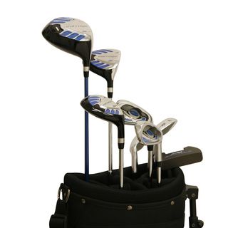 Nextt Golf Voltage 12 Piece Mens Right Hand Bag And Club Set (Blue Black SilverRight/left handed RightLoft degree varyShaft options Graphite/ SteelCover Custom x 4Materials Graphite / Steel / RubberWeight 15 poundsDimensions 13 inches high x 9 inch