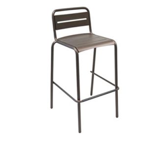 EmuAmericas Stacking Barstool w/ Steel Slat Back & Steel Seat, Foot Rest, Aluminum