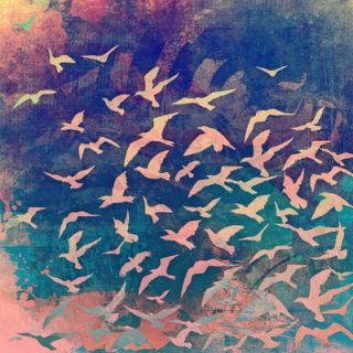 Salty & Sweet Flock of Seagulls Pastel Canvas Art SS073 Size 12 H x 12 W