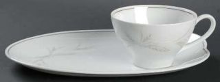 Noritake Windrift Snack Plate & Cup Set, Fine China Dinnerware   White Enamelled