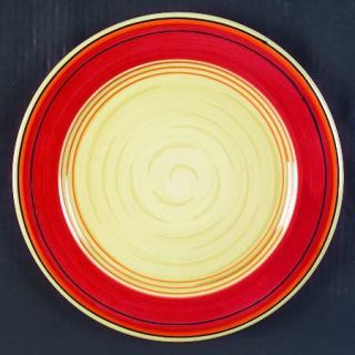Pfaltzgraff Hot Salsa Dinner Plate, Fine China Dinnerware   Red Band, Orange,Red