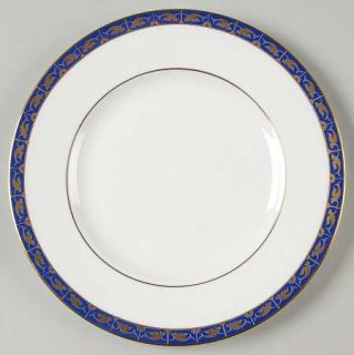 Wedgwood Marina Blue Salad Plate, Fine China Dinnerware   Encrusted Gold Birds,B