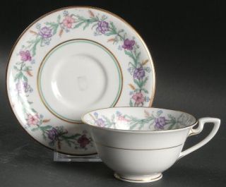 Royal Worcester Elysian White Footed Cup & Saucer Set, Fine China Dinnerware   F
