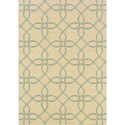Ivory/blue Outdoor Area Rug (25 X 45)