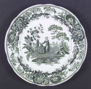 Spode Archive Collection Green Dinner Plate, Fine China Dinnerware   Green Flowe