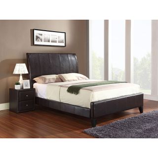 Flare Queen Size Brown Bonded Leather Sleigh Bed