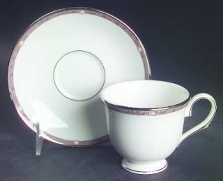 Lenox China Pearlescence Platinum Footed Cup & Saucer Set, Fine China Dinnerware