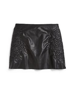 Kiddo Girls Quilted Faux Leather Skirt   Black