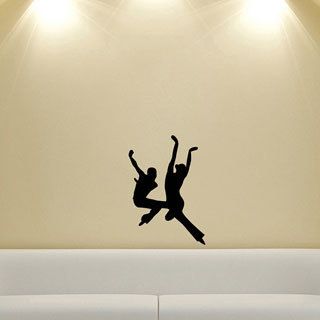 Couple Dancing Tango Silhouette Wall Vinyl Decal (Glossy blackDimensions 25 inches wide x 35 inches long )