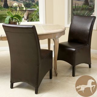 Christopher Knight Home Gilmore Brown Leather Dining Chairs (set Of 2) (BrownSome assembly requiredSink into our large and comfortable chair and youll never want to leaveSmooth leather will last for years to comeNeutral brown color will complement any roo