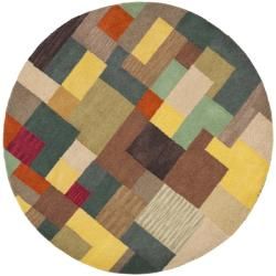Handmade New Zealand Wool Deco Square Rug (6 Round)