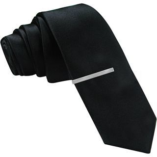 JF J.Ferrar JF J. Ferrar Solid Skinny Black Tie, Mens