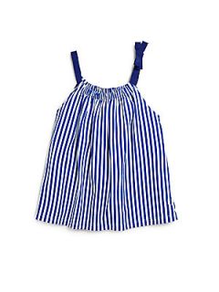 Petit Bateau Little Girls Striped Flowy Top   Blue