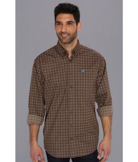 Cinch L/S Plain Weave Print Shirt Mens Long Sleeve Button Up (Olive)