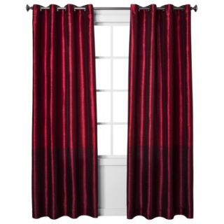Threshold Banded Faux Silk Window Panel   Red (54x84)