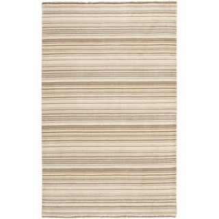 Hand knotted Tibetan Stripes Natural Wool Rug (4x 6)