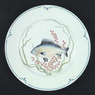 Fitz & Floyd La Mer Dinner Plate, Fine China Dinnerware   Blue Band,Various Fish