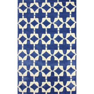 Nuloom Handmade Links Trellis Polyester Blue Rug (5 X 8)