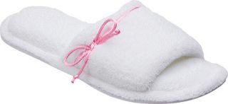 Womens Dearfoams Open Toe Terry Scuff   White/Pink Slippers