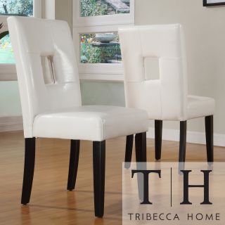 Tribecca Home Mendoza White Keyhole Back Dining Chair (set Of 2)