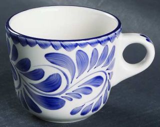 Anfora (Mexico) Puebla Blue Mug, Fine China Dinnerware   Blue Floral & Scrolls O