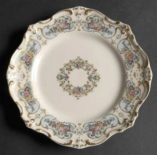 Gorham Chateau Chantilly Salad Plate, Fine China Dinnerware   Gold Scrolls, Blue