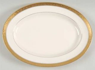 Pickard Athenian 12 Oval Serving Platter, Fine China Dinnerware   Gold Encruste