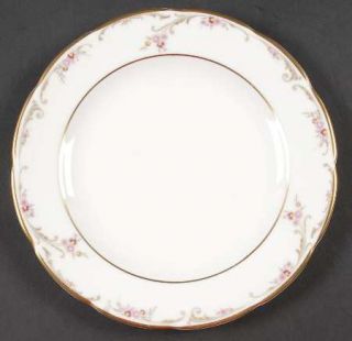 Wedgwood Carisbrooke Dessert/Pie Plate, Fine China Dinnerware   Small Pink Flowe
