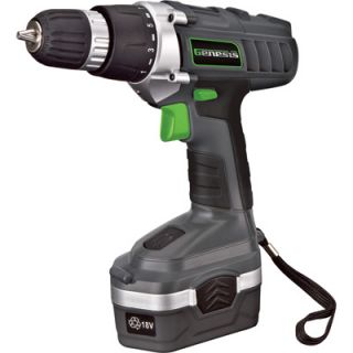 Genesis Cordless Drill   18 Volt, 3/8in. Chuck, Model# GCD18BK