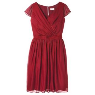 TEVOLIO Womens Plus Size Chiffon Cap Sleeve V Neck Dress   Stoplight Red   22W