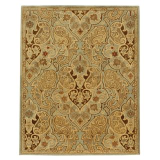 Hand tufted Oriental Sea Blue Wool Rug (56 X 86)