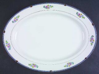 Noritake Sheridan 13 Oval Serving Platter, Fine China Dinnerware   Blue & Black