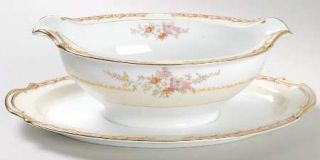 Noritake Rochelle Gravy Boat with Attached Underplate, Fine China Dinnerware   R