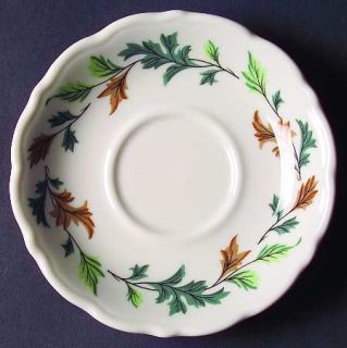 Syracuse Sy185 Saucer, Fine China Dinnerware   Restaurant, Green & Brown Leaves