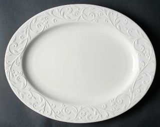 Lenox China Opal Innocence Carved 16 Oval Serving Platter, Fine China Dinnerwar