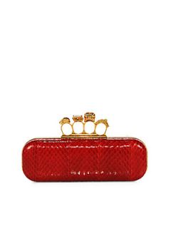 Alexander McQueen Whipsnake Knuckle Duster Minaudiere   Red