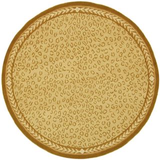 Hand hooked Chelsea Leopard Ivory Wool Rug (3 Round)