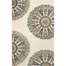 Hand tufted Ivory New York Ave Geometric Medallion Wool Rug (5 X 8)