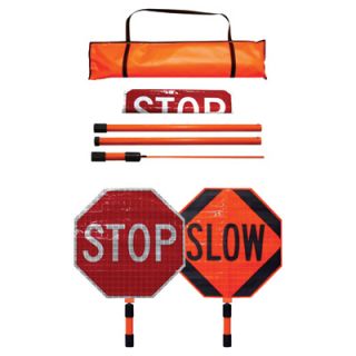 Dicke Roll Up Stop/Slow Paddle   18in. Superbright Reflective Sign, 5ft. ABS